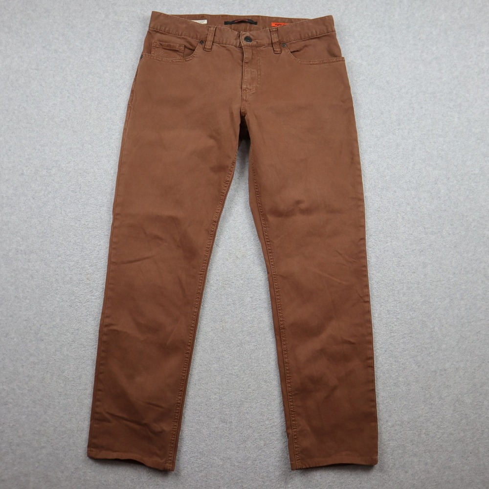 Alberto Pipe Pants Mens 32x32 Regular Slim Fit Broken Twill Brown T400 Stretch